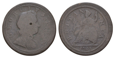 Великобритания 1/2 пенни 1723 Георг I (1714-1727) KM 557, Spink 3660 медь 1519-331