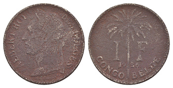 Бельгийское Конго 1 франк 1926 Надпись на французском - 'ALBERT ROI DES BELGES' KM 20 медно-никель 4650-433