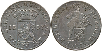 Нидерланды, Утрехт 1 рейксдальдер 1803 KM 10.4, Delmonte S 982 серебро 00-801-20