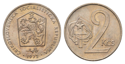 Чехословакия 2 кроны 1972 KM 75 медно-никель UNC 4678-643