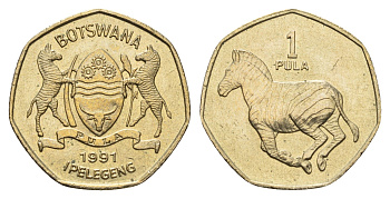 Ботсвана 1 пула 1991 зебра KM 24 никель латунь UNC 4678-122