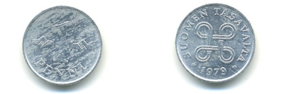 Финляндия 1 пенни 1979 KM 44а алюминий 80-841