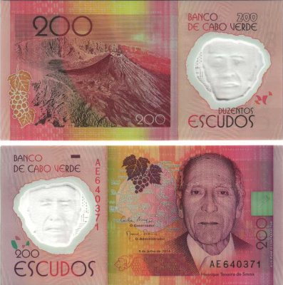Кабо-Верде 200 эскудо 2014 5 июля 2014, Энрике Тейшейра Де Суза (1919-2006), серия AE Pick 71 пластик UNC (пресс) 448-4-2