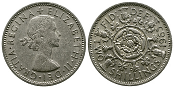 Великобритания 2 шиллинга (флорин) 1963 Елизавета II (1952-2022) KM 906, Spink 4146 медно-никель 4382-422