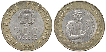 Португалия 200 эскудо 1998 Гарсия Де Орта (1501-1568) KM 655 биметалл 4536-144