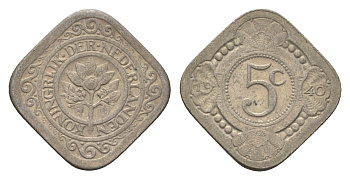 Нидерланды 5 центов 1940 Вильгельмина (1890-1948) KM 153 медно-никель 4669-1257