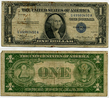 США 1 доллар 1935 редкая, без буквы после года Pick 416 бумага 7219-20-3-1