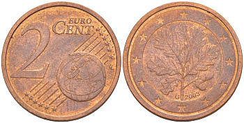 ГЕРМАНИЯ 2 ЕВРОЦЕНТА 2003 G KM 208 сталь плакированная медью 4532-329