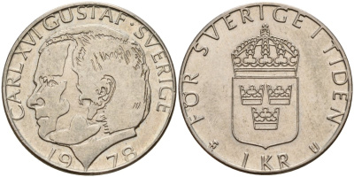 Швеция 1 крона 1978 Карл XVI Густав (1973- ) KM 826a медно-никель 4177-533