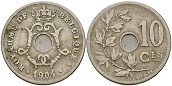 Бельгия 10 сантимов 1904 Belgique KM 52 медно-никель 4135-1011