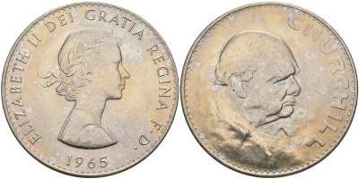 Великобритания 1 крона (5 шиллингов) 1965 Уинстон Черчилль, Елизавета II (1952-2022) KM 910, Spink 4144 медно-никель UNC 74-334