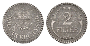 Венгрия 2 филлера 1940 BP KM 518 сталь 4665-511