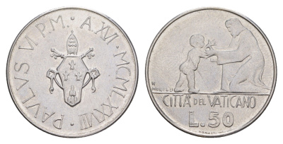 Ватикан 50 лир 1978 KM 136 нержавеющая сталь UNC 4633-1225