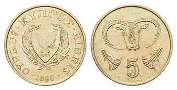 Кипр 5 центов 1990 KM 55.2 никель латунь 4617-333
