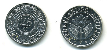 Нидерландские Антилы 25 центов 1991 Беатрикс (1980-2013) KM 35 никелированная сталь 35-766