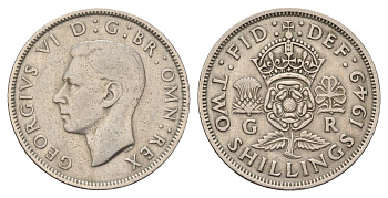 Великобритания 2 шиллинга (флорин) 1949 Георг VI (1936-1952) KM 878, Spink 4107 медно-никель 4116-717