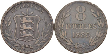 Гернси 8 даблов (дублей) 1885 Н KM 7 бронза 4517-936