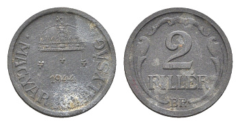 Венгрия 2 филлера 1944 BP KM 519 цинк 4665-569