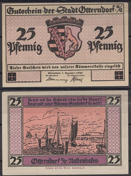 Оттерндорф 25 пфеннигов 1921 Mehl Grabowski 1039.3-1/2 бумага UNC (пресс) 8613-51-2-2