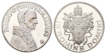 Ватикан медаль в честь избрание папой римским Павлом VI ND (1963) Павел VI, диаметр 35 мм, вес 13,9 гр бронза плакированная серебро 4667-1216