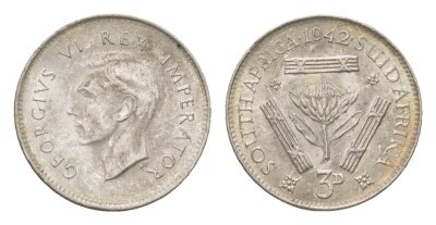 ЮАР 3 пенса 1942 Георг VI (1936-1952) KM 26 серебро 4623-461