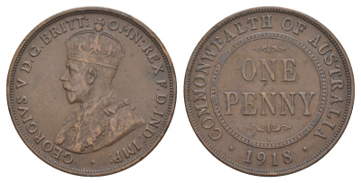 Австралия 1 пенни 1918 I, Георг V (1910-1936) KM 23 бронза 4653-642