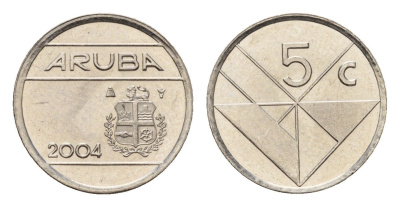 Аруба 5 центов 2004 KM 1 сталь плакированная никелем UNC 112-1018
