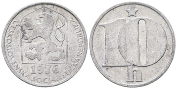 Чехословакия 10 геллеров 1976 KM 80 алюминий 192-556