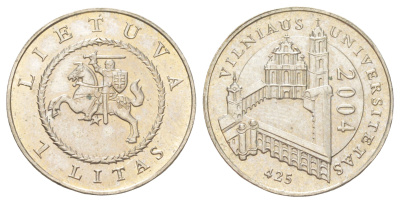 Литва 1 лит 2004 425 лет Вильнюсскому университету KM 137 медно-никель aUNC 4624-514