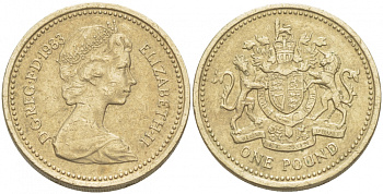 Великобритания 1 фунт 1983 Елизавета II (1952-2022) KM 933, Spink 4221 никель латунь 77-256