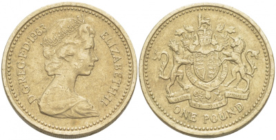 Великобритания 1 фунт 1983 Елизавета II (1952-2022) KM 933, Spink 4221 никель латунь 77-256