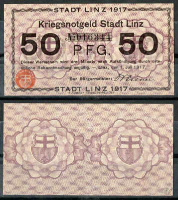 Германия, Линц-на-Рейне 50 пфеннигов 1917 нотгельд Tieste 4140/50 бумага UNC (пресс) 8614-41-4-1