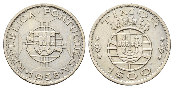 Португальский Тимор 1 эскудо 1958 год-тип KM 13 медь цинк никель 4671-752