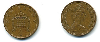 Великобритания 1 пенни 1971 Елизавета II (1952-2022) KM 915, Spink 4237 (B1) бронза 4110-725