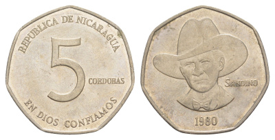 Никарагуа 5 кордоб 1980 KM 44 медно-никель UNC 4641-417
