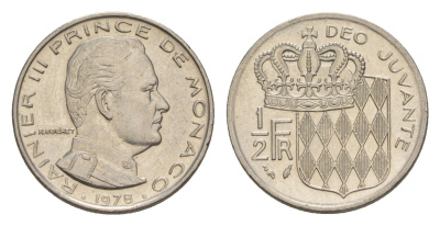 Монако 1/2 франка 1978 KM 145 никель UNC 4632-841
