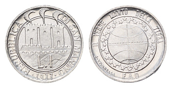 Сан-Марино 1 лира 1977 Экология KM 63 алюминий UNC 4164-646