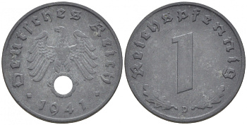 ГЕРМАНИЯ 1 РЕЙХСПФЕННИГ 1941 D KM 97 J 369 цинк 3718-169