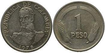 Колумбия 1 песо 1978 KM 258.2 медно-никель 4529-1252
