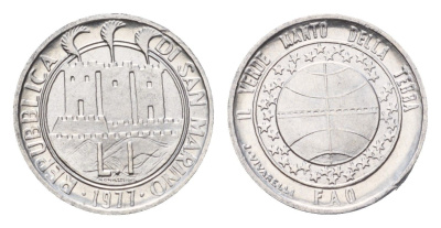 Сан-Марино 1 лира 1977 Экология KM 63 алюминий UNC 4164-646