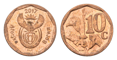 ЮАР 10 центов 2017 сталь плакированная медью 4674-655
