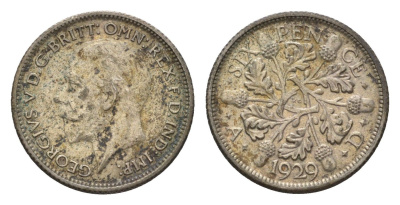 Великобритания 6 пенсов 1929 Георг V (1910-1936) KM 832, Spink 4040 серебро 4644-868