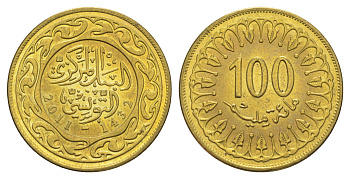 Тунис 100 миллимов 2011 AH 1432 KM 309 латунь UNC 4654-516