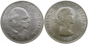 Великобритания 1 крона (5 шиллингов) 1965 Уинстон Черчилль, Елизавета II (1952-2022) KM 910, Spink 4144 медно-никель 4537-1121