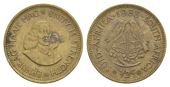 ЮАР 1/2 цента 1963 Ян ван Рибек KM 56 латунь 4603-422