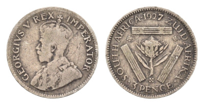 ЮАР 3 пенса 1927 Георг V (1910-1936) KM 15.1 серебро 4685-753
