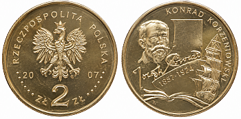 Польша 2 злотых 2007 150 лет со дня рождения Конрада Коженёвского (1857-1924) KM 591 нордик UNC M1-04
