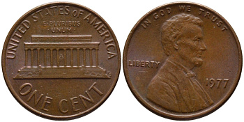 США 1 ЦЕНТ 1977 ЛИНКОЛЬН KM 201 медь цинк 66-1021
