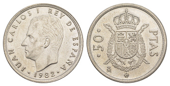 Испания 50 песет 1982 M, Хуан Карлос I (1975-2014) KM 825 медно-никель UNC 4645-823