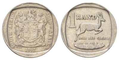 ЮАР 1 ранд 1992 KM 138 медь плакированная никелем 4627-246
